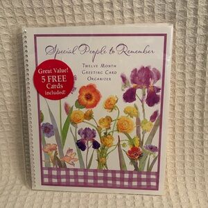 Hallmark Floral 12 Month Greeting Card Organizer With 5 Free Cards